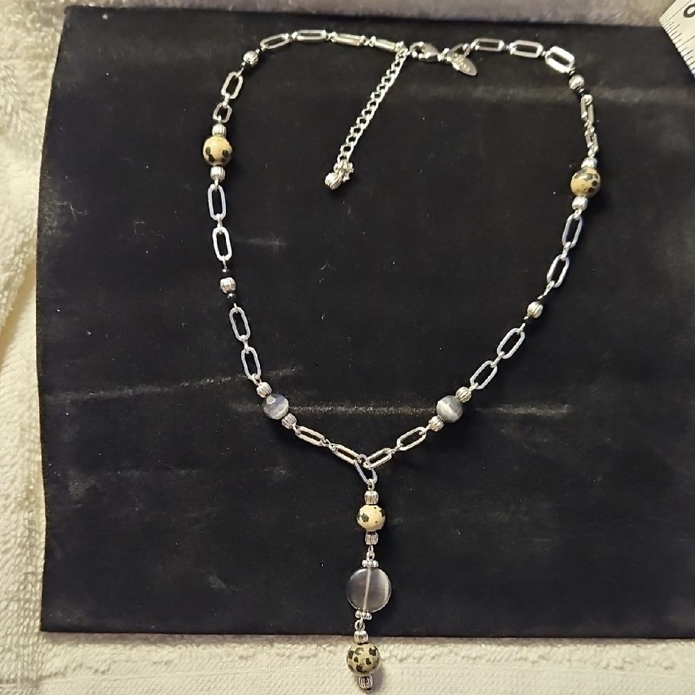 Lia Sophia Cats Eye Dalmatian Kasper 16-19" Silver Necklace